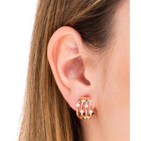 Pendientes Omega Vidal&Vidal Tiras Baño Oro y Circonitas G1990A