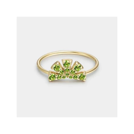 Anillo Litta Fiore Abanico Oro Amarillo 18Kt y Olivinas LRN-206-851