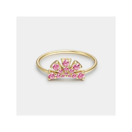 Anillo Litta Fiore Abanico Oro Amarillo 18Kt y Topacios Rosa LRN-225-847