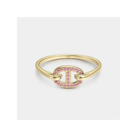 Anillo Litta Fiore Eslabón Oro Amarillo 18Kt y Topacios Rosa LRN-225-848