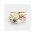 Anillo Litta Fiore Oro Amarillo 18Kt, Topacio London y Rosa LRN-280-849