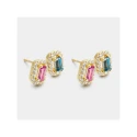 Pendientes Dobles Litta Fiore Midnight Oro Amarillo 18Kt, Topacio London y Rosa Barreta LEA-279-850-UU