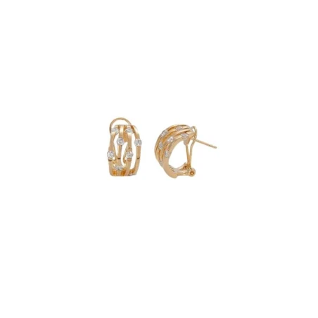 Pendientes Omega Vidal&Vidal Tiras Baño Oro y Circonitas G1990A