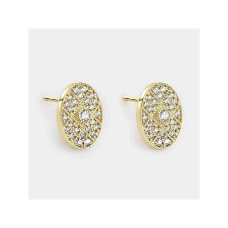 Pendientes Litta Fiore Vintage Óvalo Oro Amarillo 18Kt y Circonitas LEA-201-819-UU
