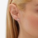 Pendientes Victoria Cruz Plata Baño Rodio y Cristal Blanco 6mm A3331-07HT