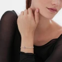 Pulsera Victoria Cruz Plata Baño Oro, Cristales Blancos y Violeta A4883-31DP