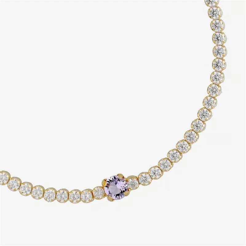 Pulsera Victoria Cruz Plata Baño Oro, Cristales Blancos y Violeta A4883-31DP