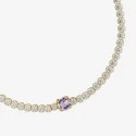 Pulsera Victoria Cruz Plata Baño Oro, Cristales Blancos y Violeta A4883-31DP