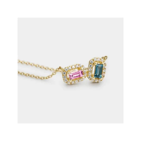 Gargantilla Litta Fiore Midnight Oro Amarillo 18Kt, Topacio London y Rosa LNL-280-849-UU