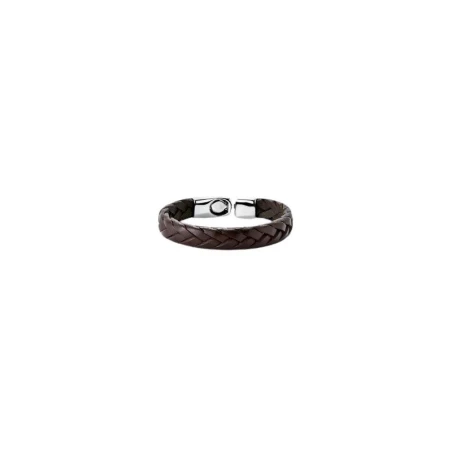 Pulsera UNOde50 Ser Natural Piel Trenzada Marrón y Baño Plata PUL2455MARMTLXL