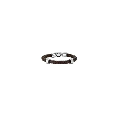 Pulsera UNOde50 Ser Natural Piel Trenzada Marrón y Baño Plata PUL2459MARMTLXL