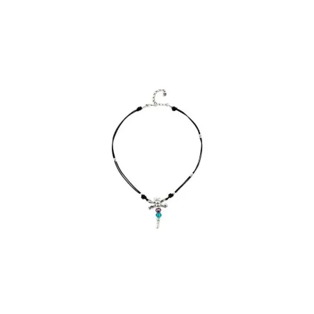 Collar UNOde50 Libélula Cuero Negro, Baño Plata y Cristales Multicolor COL1959MCLMTL0U