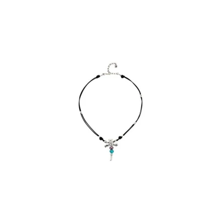 Collar UNOde50 Libélula Cuero Negro, Baño Plata y Cristales Multicolor COL1959MCLMTL0U