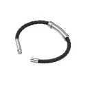 Pulsera Police Geometric Piel Trenzada Negra y Acero Inoxidable Hombre PEAGB0001409