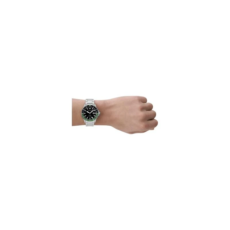 Reloj Emporio Armani Diver Plateado, Negro y Verde Analógico AR11589