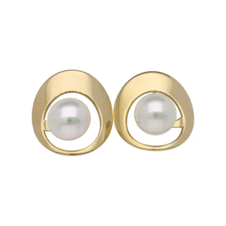 Pendientes Majorica Petra Plata Baño Oro y Perla blanca 10mm 16711.01.B.000.010.1