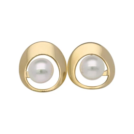 Pendientes Majorica Petra Plata Baño Oro y Perla blanca 10mm 16711.01.B.000.010.1