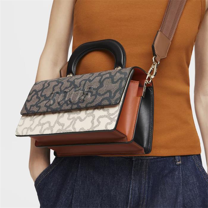 Bolso bandolera Solapa TOUS Kaos Icon Beige y Negro Mediano 2002127552