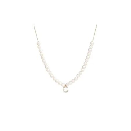 Gargantilla Litta Fiore Oro Amarillo 18Kt Letra C y Perlas Blancas LNL-220-825-UU