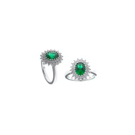 Anillo Salvatore Legacy Plata Baño Rodio, Circonitas blancas y Verde Esmeralda 136S0371