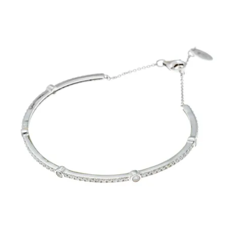 Pulsera Caña Plata Rodio Circonitas Blancas Chatones