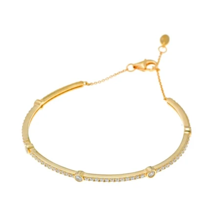 Pulsera Salvatore Mujer Plata Baño Oro y Circonitas 136P0096