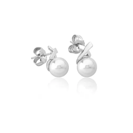 Pendientes Majorica Esat Plata Baño Rodio y Perla 8mm 15299.01.2.000.010.1