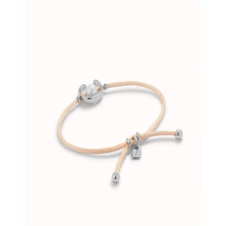 Pulsera UNOde50 Ser Diferente Hilo Salmón, Baño Plata y Perla Shell PUL2505SLMMTL0M