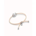 Pulsera UNOde50 Ser Diferente Hilo Salmón, Baño Plata y Perla Shell PUL2505SLMMTL0M