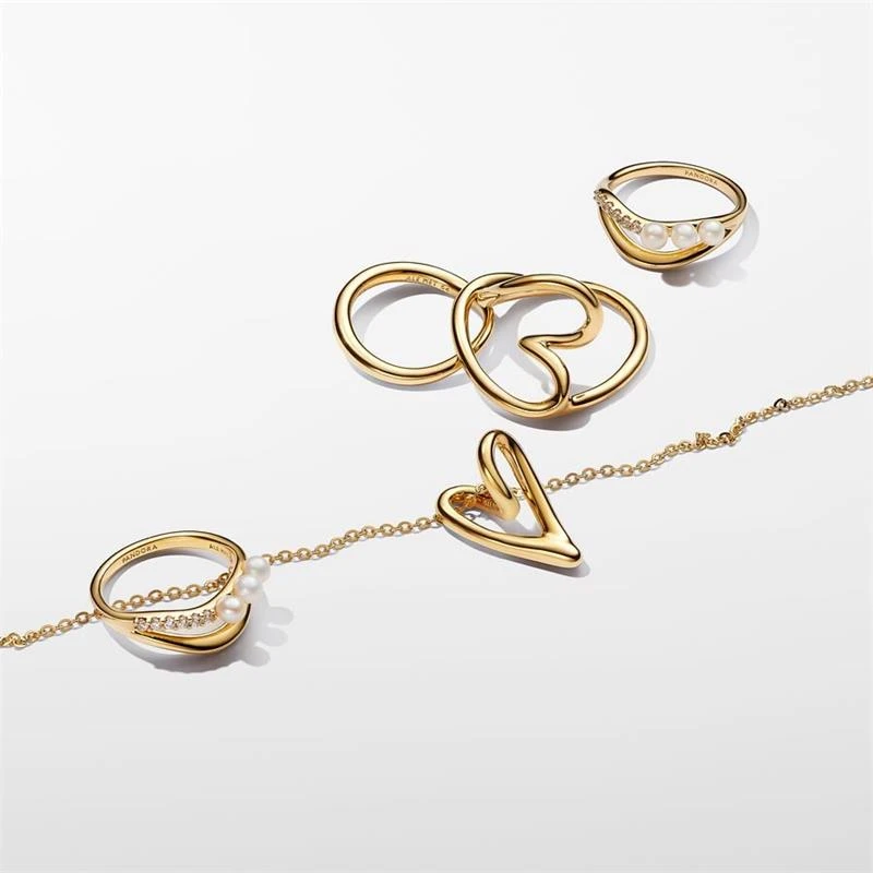 Anillo Pandora Essence Corazón Forma Orgánica Baño Oro 163288C00