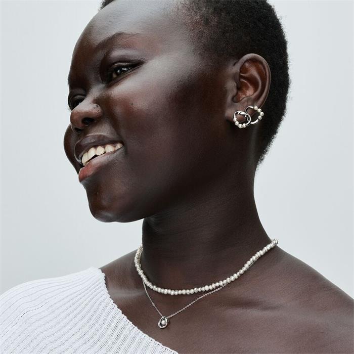 Gargantilla Pandora Essence Círculo Forma Orgánica Plata, Circonitas y Perla Cultivada 393303C01-45