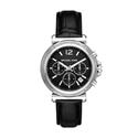 Reloj Michael Kors Leather Plateado y Negro Cronógrafo Unisex MK7499
