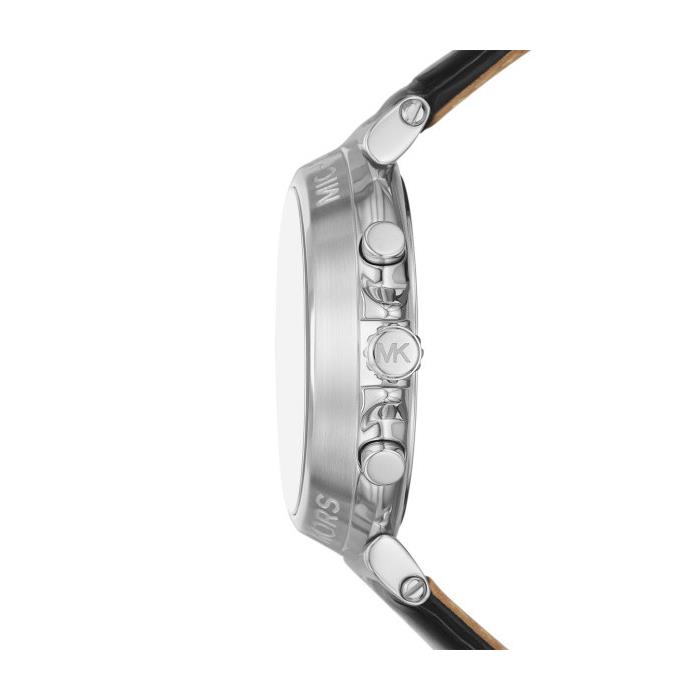 Reloj Michael Kors Leather Plateado y Negro Cronógrafo Unisex MK7499