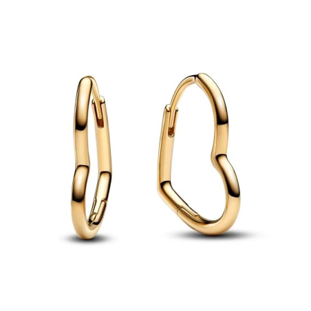 Pendientes Pandora Corazón Asimétrico Baño Oro 268307C00