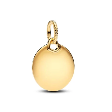 Charm Colgante Pandora Redondo Grabable Baño Oro 368610C00