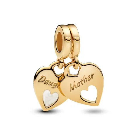 Doble Charm Colgante Pandora Madre e Hija Baño Oro 769187C01