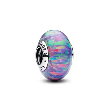 Sterling silver charm with lavender purple lab-created opal