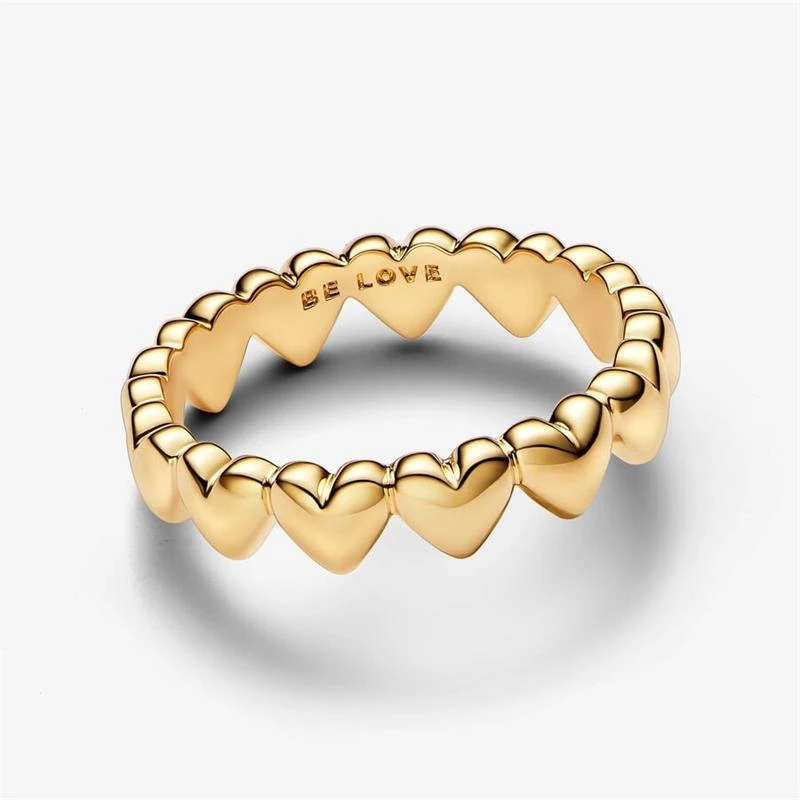 Anillo Pandora Corazones Baño Oro 163427C00