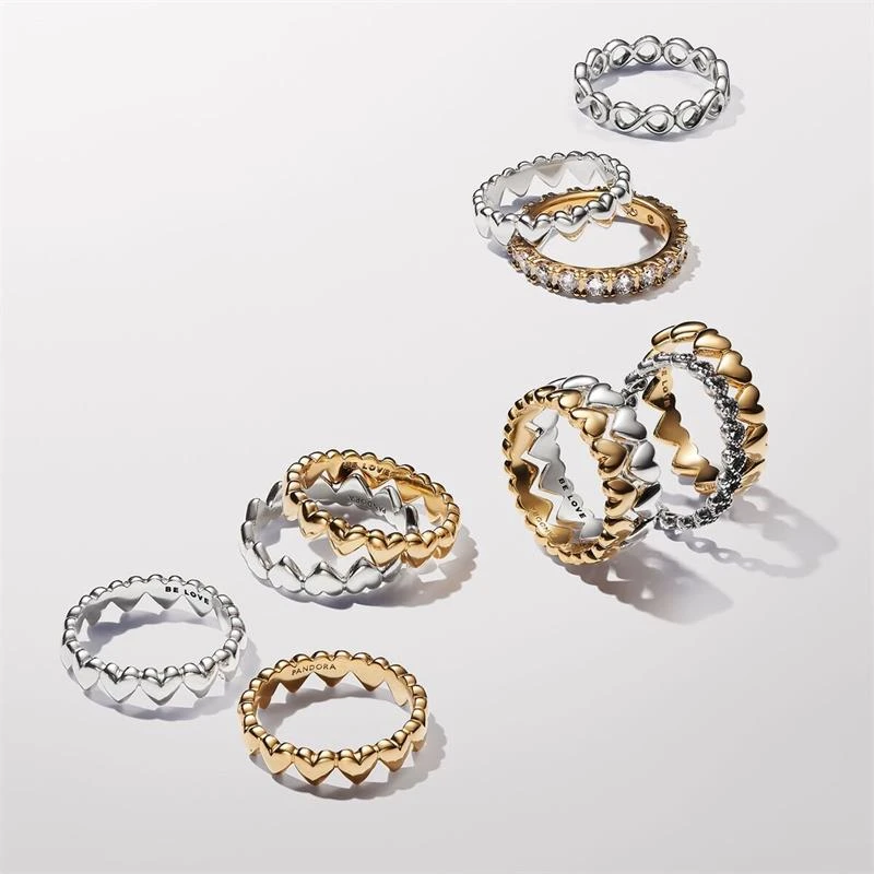 Anillo Pandora Corazones Baño Oro 163427C00
