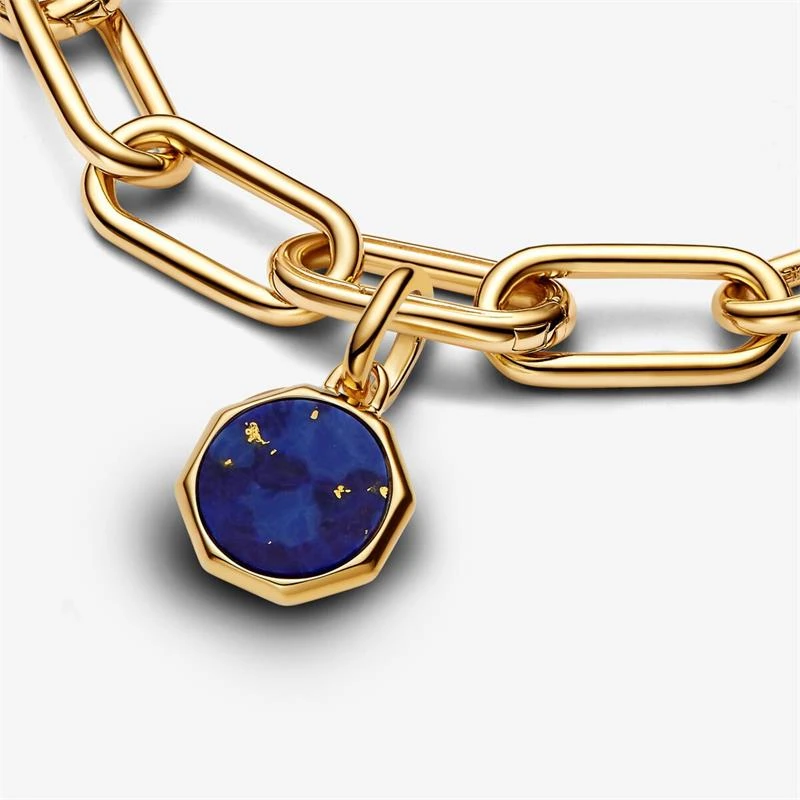 Charm Mini Medallón Pandora Me Grabable Baño Oro y Azul 763388C01