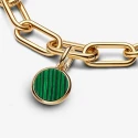 Charm Mini Medallón Pandora Me Grabable Baño Oro y Verde 763389C01