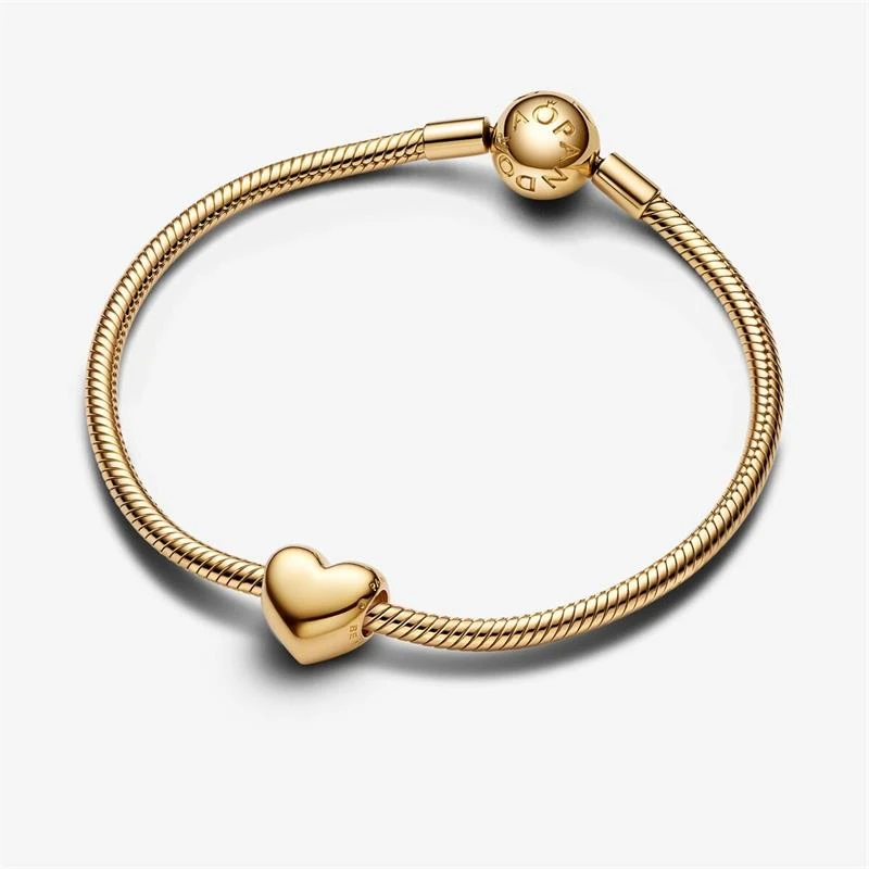 Charm Grabable Pandora Corazón Mediano Baño Oro 763439C00