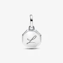 Engravable octagonal sterling silver mini medallion with imitation turquoise