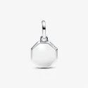 Engravable octagonal sterling silver mini medallion with imitation turquoise