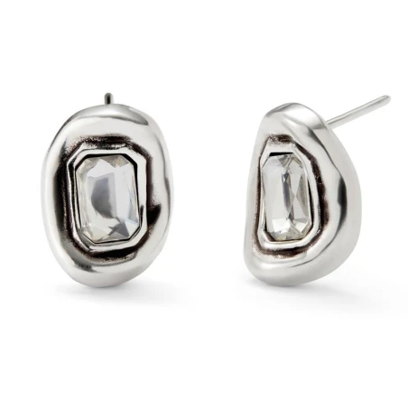 Pendientes UNOde50 Ser Valiente Baño Plata y Cristal Blanco PEN0964BLNMTL0U