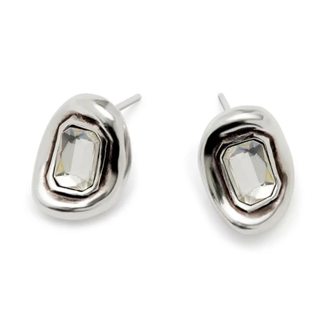 Pendientes UNOde50 Ser Valiente Baño Plata y Cristal Blanco PEN0964BLNMTL0U