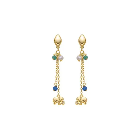 Pendientes Luxenter Dirhum Plata Baño Oro y Piedras Multicolor EXA725YC0200