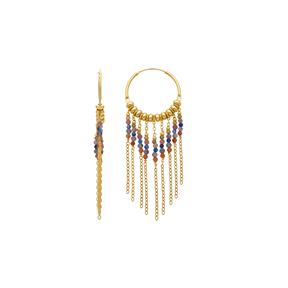 Pendientes Luxenter Ulengo Aro y Cadenas Plata Baño Oro y Piedras Multicolor EXA722YC2000