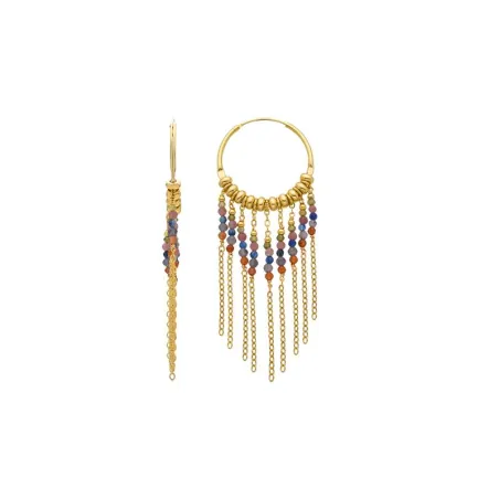 Pendientes Luxenter Ulengo Aro y Cadenas Plata Baño Oro y Piedras Multicolor EXA722YC2000