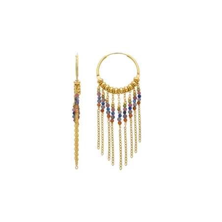 Pendientes Luxenter Ulengo Aro y Cadenas Plata Baño Oro y Piedras Multicolor EXA722YC2000
